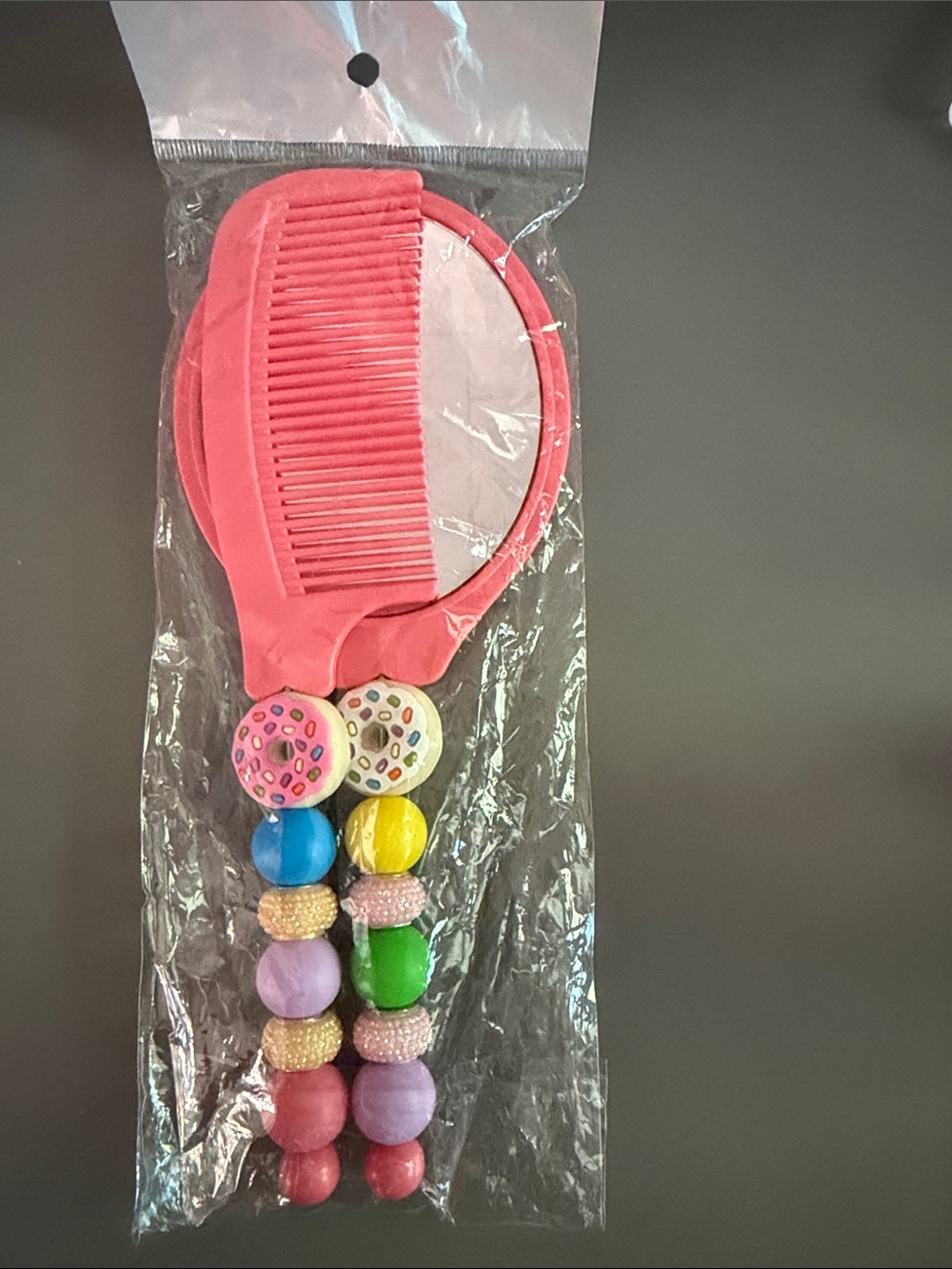 NWOT Handbeaded Comb and Mirror Set
